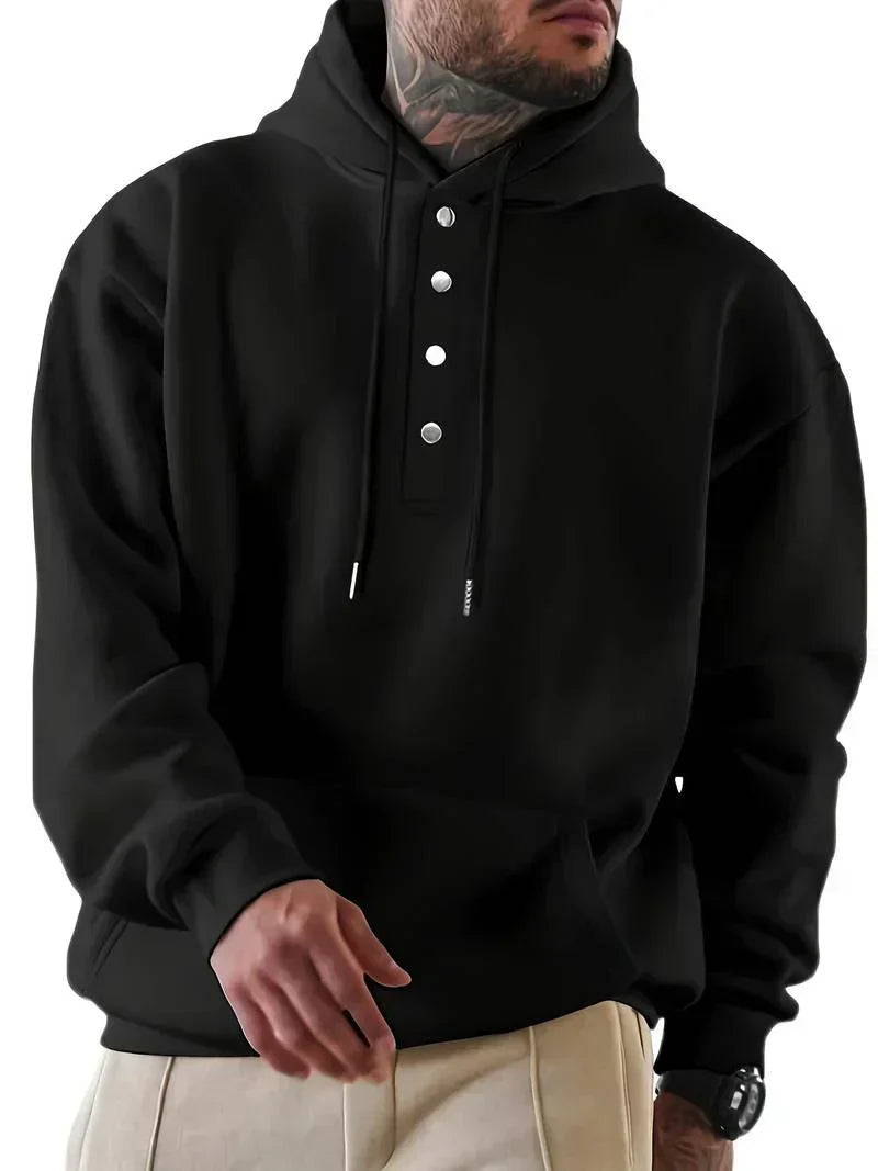 Gregory - Heren Hoodie met Knoopsluiting en Capuchon