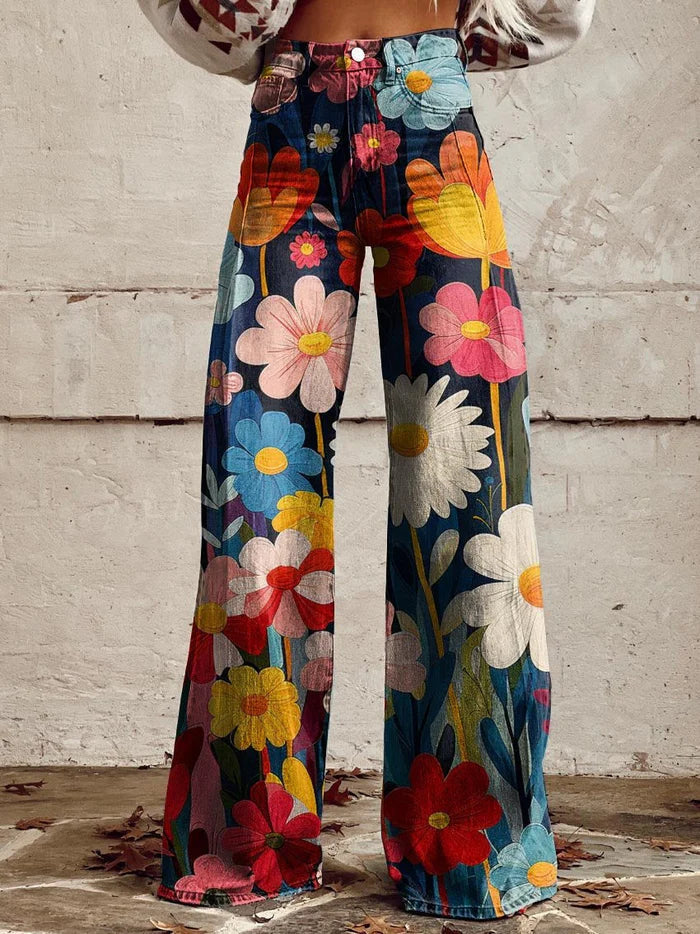 Belle - Vintage Bloemenprint Broek